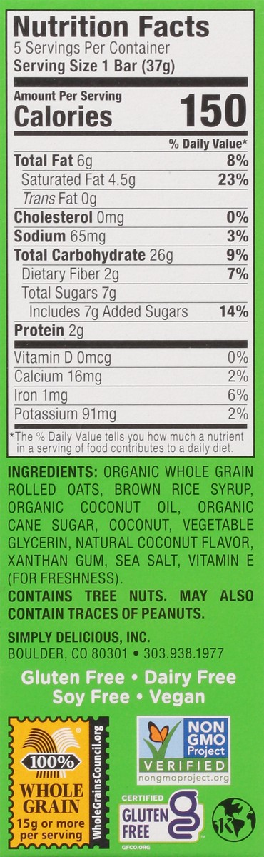 slide 5 of 9, Bobo's Coconut Oat Bites 5 - 1.3 oz Bites, 5 ct