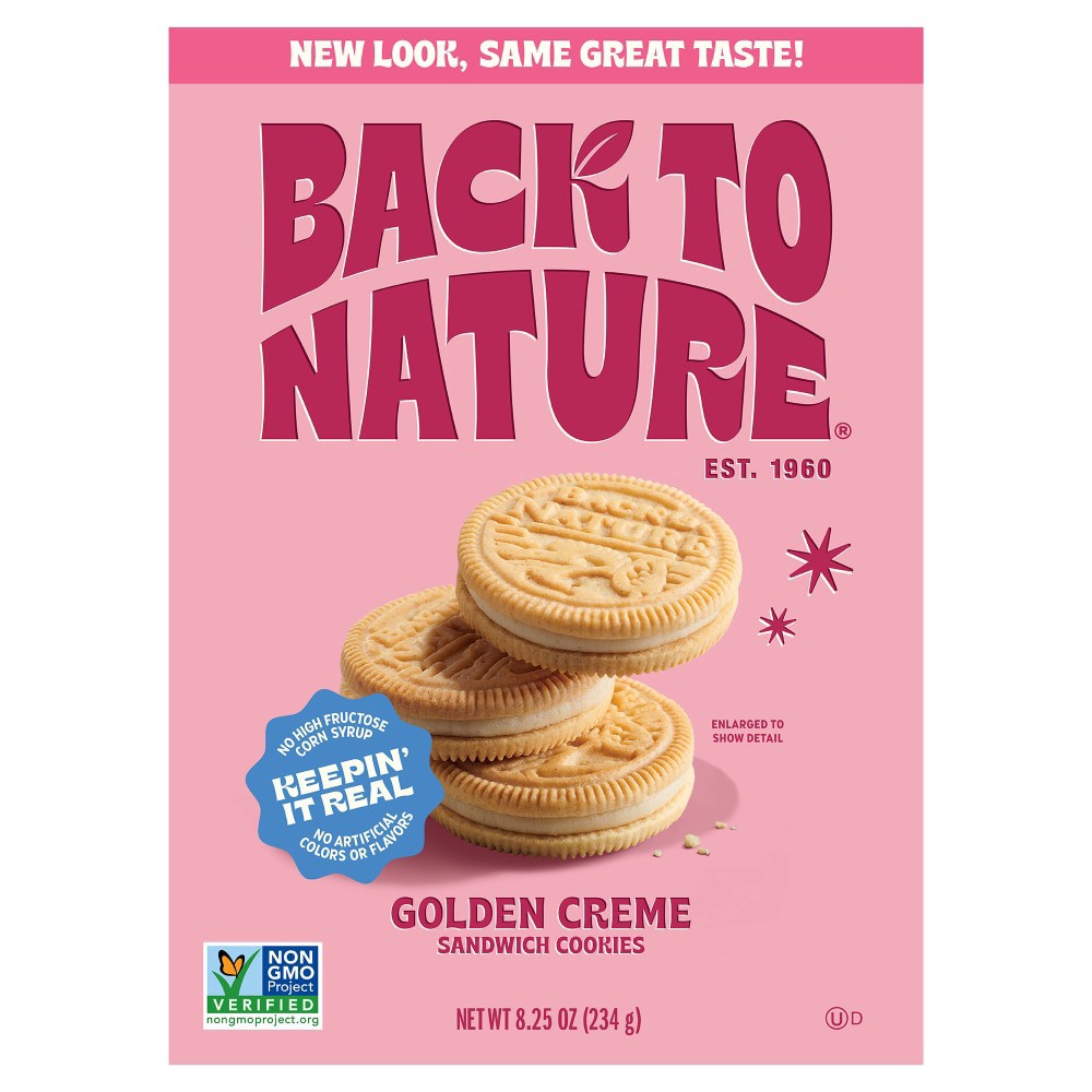 slide 1 of 4, Back to Nature® Golden Creme Sandwich Cookies, 8.25 oz