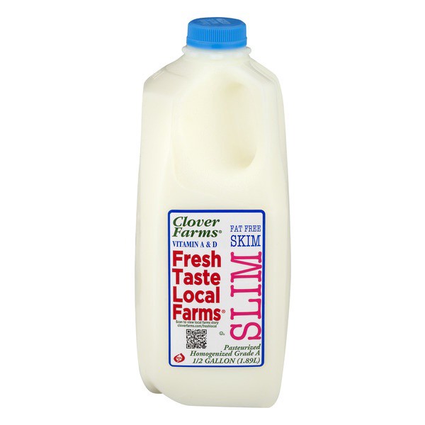 slide 1 of 1, Clover Farms Skim Milk Plastic, 64 fl oz