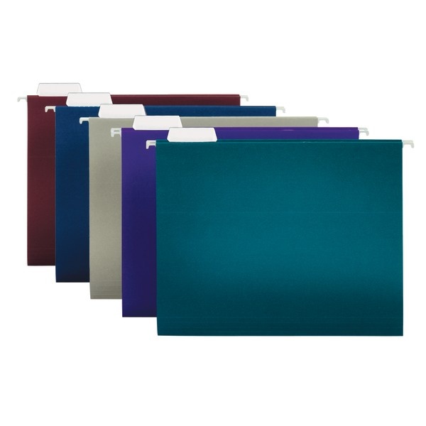 slide 1 of 1, Office Depot Brand 2-Tone Hanging File Folders, 1/5 Cut, 8 1/2'' X 11'', Letter Size, Assorted Colors, Box Of 25 Folders, 25 ct