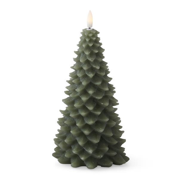 slide 1 of 1, 8.75" Green Christmas Tree Led Candle, 1 ct