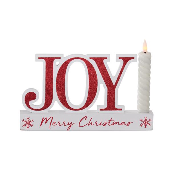 slide 1 of 1, Hy-Vee 9.5" Joy Shelf Sitter Sign With Led Candle, 1 ct