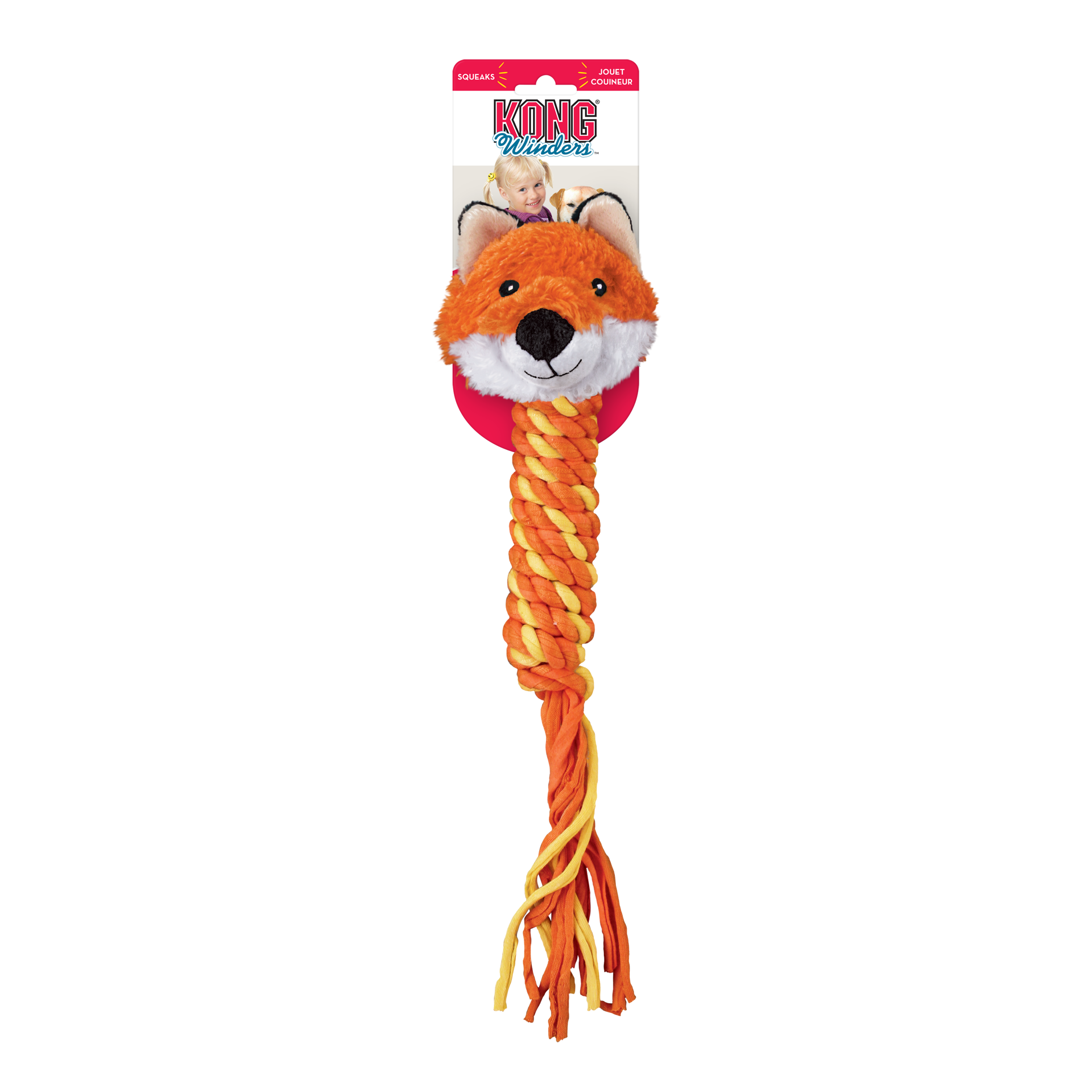 slide 4 of 4, KONG Winder Medium Fox Dog Toy, MED