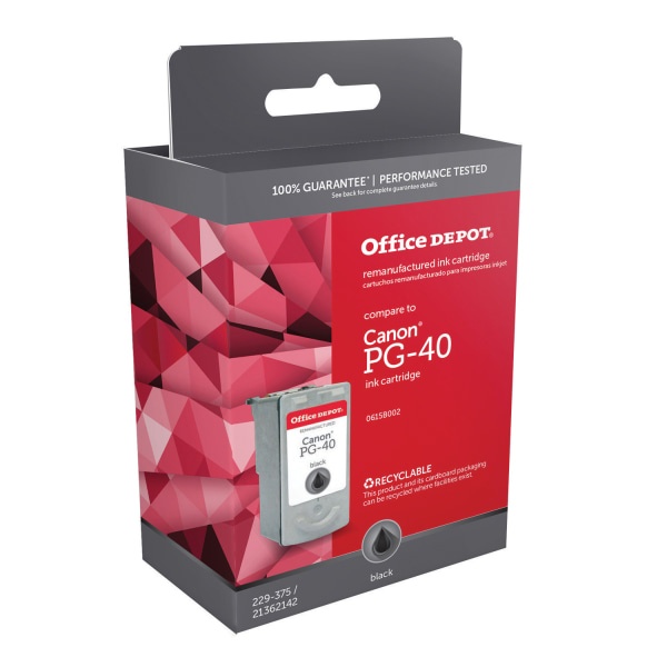 slide 1 of 2, Office Depot Brand Odpg40 (Canon Pg-40) Remanufactured Black Ink Cartridge, 1 ct