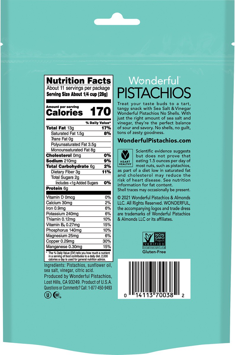slide 2 of 3, Wonderful Pistachios No Shells Sea Salt & Vinegar Nuts, 11 Ounce Bag, 11 oz