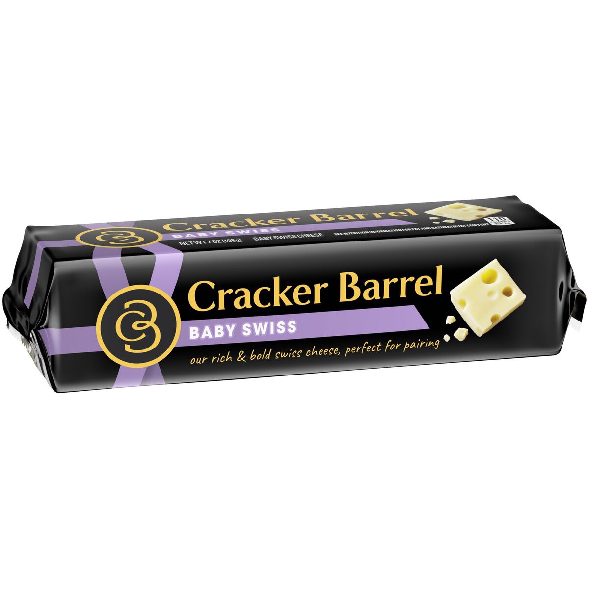 slide 8 of 8, Cracker Barrel Baby Swiss Cheese, 7 oz Block, 7 oz