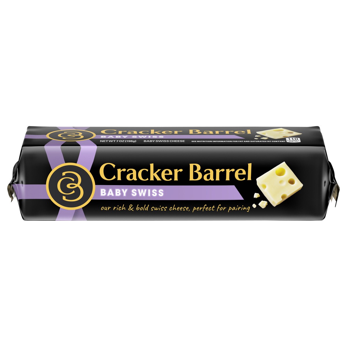 slide 1 of 8, Cracker Barrel Baby Swiss Cheese, 7 oz Block, 7 oz