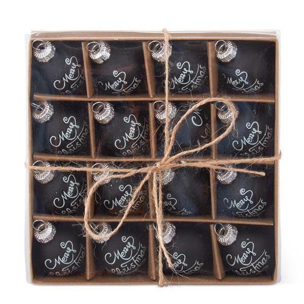 slide 1 of 1, Hy-Vee Mini 1" Black Merry Christmas Ornament Set, 16 ct