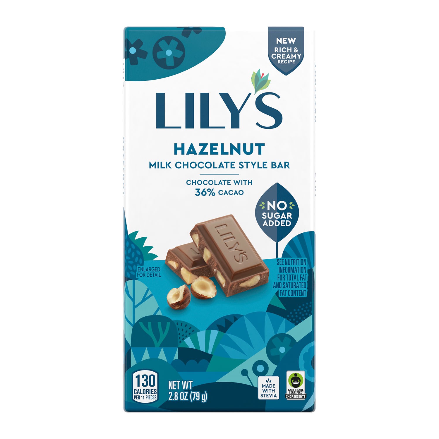 slide 1 of 9, Lily's Hazelnut Milk Chocolate Style No Sugar Added, Sweets Bar, 2.8 oz, 2.8 oz