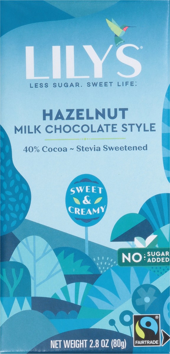 slide 2 of 9, Lily's Hazelnut Milk Chocolate Style No Sugar Added, Sweets Bar, 2.8 oz, 2.8 oz