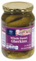 slide 1 of 1, Kroger Whole Sweet Gherkin Pickles, 16 fl oz