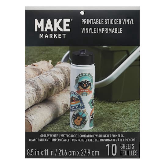 slide 1 of 5, 8.5" X 11" Waterproof Printable Vinyl Sticker Sheets, 10ct. By Make Market, 10 ct