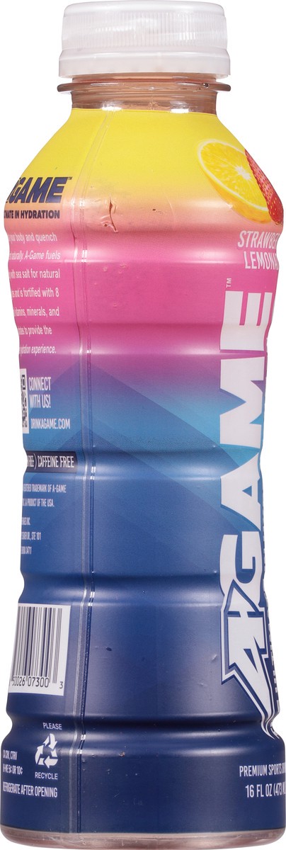 slide 4 of 9, A-Game Premium Strawberry Lemonade Hydration Beverage 16.9 fl oz, 16 oz
