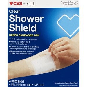 slide 1 of 1, CVS Health Clear Shower Shield Bandages, 4 Ct, 1 ct