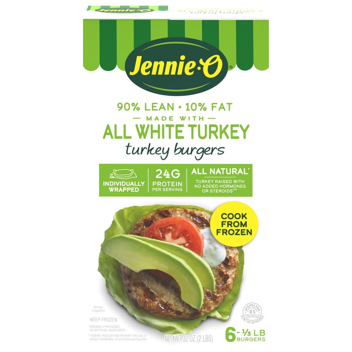 slide 1 of 8, Jennie-O JENNIE-O White Turkey Burgers Frozen - 2 lb., 32 oz