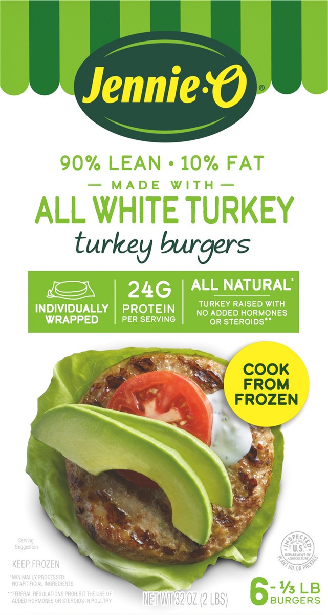 slide 7 of 8, Jennie-O JENNIE-O White Turkey Burgers Frozen - 2 lb., 32 oz