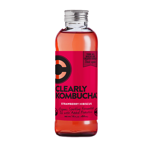 slide 1 of 1, Clearly Kombucha Strawberry Hibiscus Drink, 14 oz