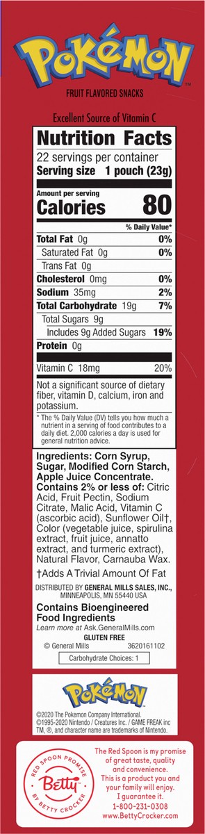 slide 3 of 9, Betty Crocker Pokemon Fruit Flavored Snacks, Treat Pouches, Gluten Free Snack, Value Pack, 22 Ct, 17.6 oz, 22 ct
