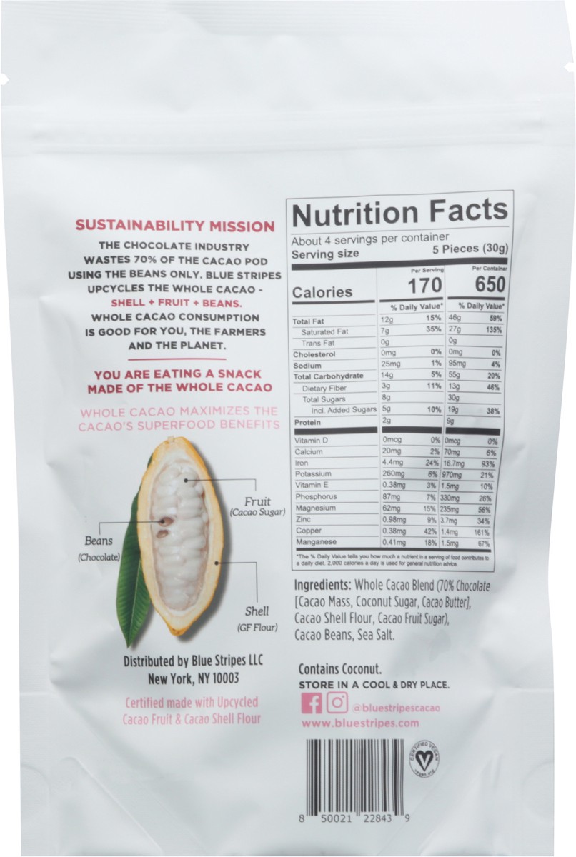 slide 4 of 11, Blue Stripes Dark Chocolate Whole Cacao Beans 4 oz, 4 oz