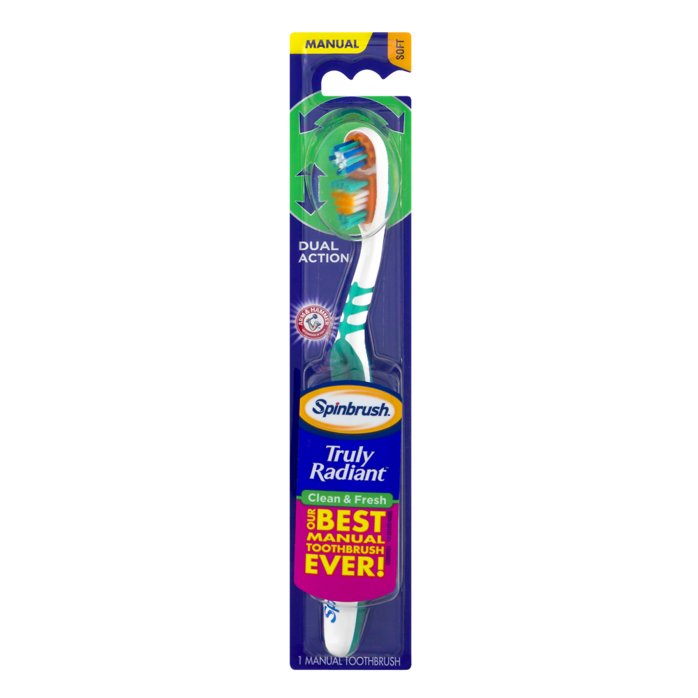 slide 1 of 1, ARM & HAMMER Spinbrush Truly Radiant Clean & Fresh Soft Toothbrush, 1 ct