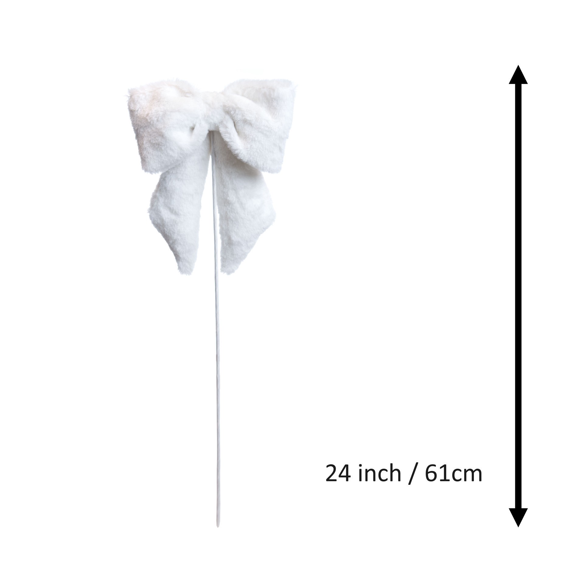 slide 2 of 3, 24" White Faux Fur Bow Stem By Ashland, 7.5 in x 1.75 in x 24 in