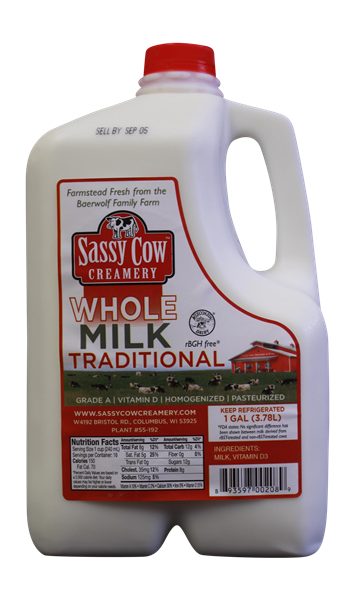 slide 1 of 1, Sassy Cow Creamery Whole Milk Traditional Gallon, 1 gal