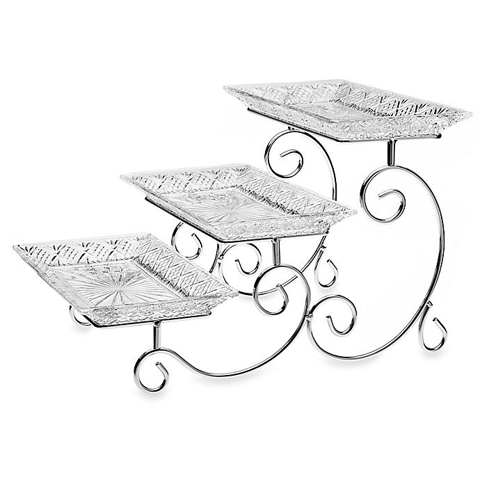 slide 1 of 1, Godinger Dublin Crystal Silver Dublin 3-Tier Server, 1 ct