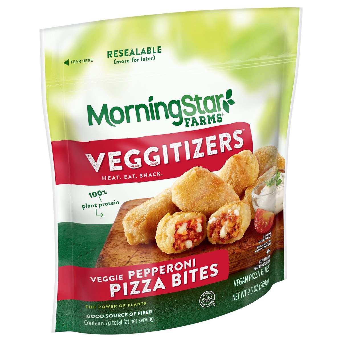 slide 8 of 8, MorningStar Farms Veggitizers Pizza Bites, Meatless Pepperoni, 9.5 oz, Frozen, 9.5 oz