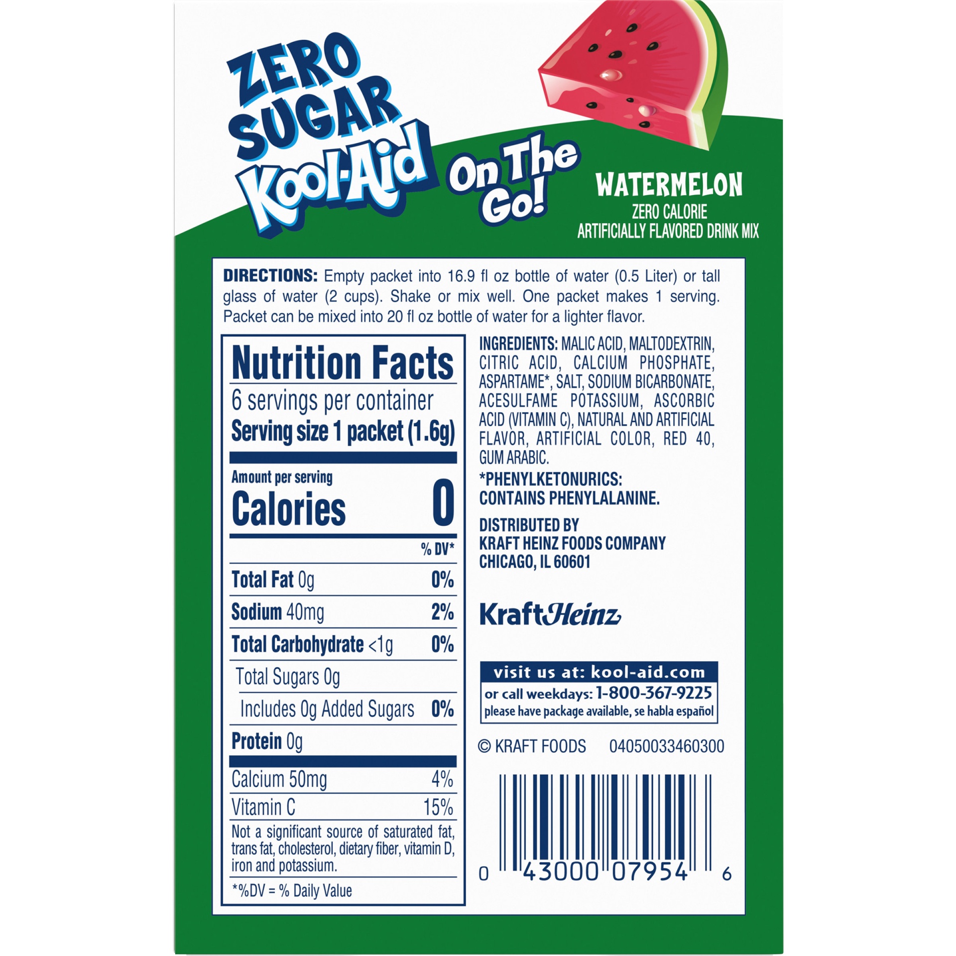 slide 2 of 2, Kool-Aid Watermelon Zero Sugar Artificially Flavored Powdered Soft Drink Mix On-the-Go-Packets, 0.33 oz