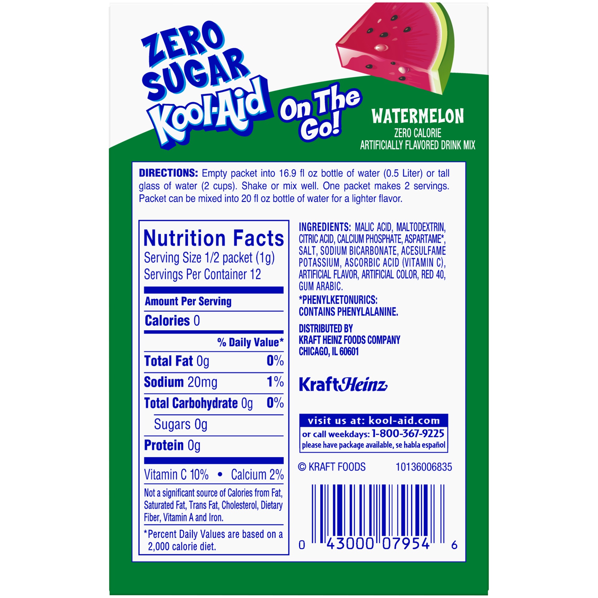 KoolAid Jammers Powdered Drink Mix, Zero Sugar Watermelon, 6 ct
