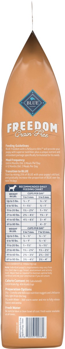 slide 3 of 12, Blue Buffalo Freedom Grain Free Natural Puppy Large Breed Dry Dog Food, Chicken 24-lb, 24 lb