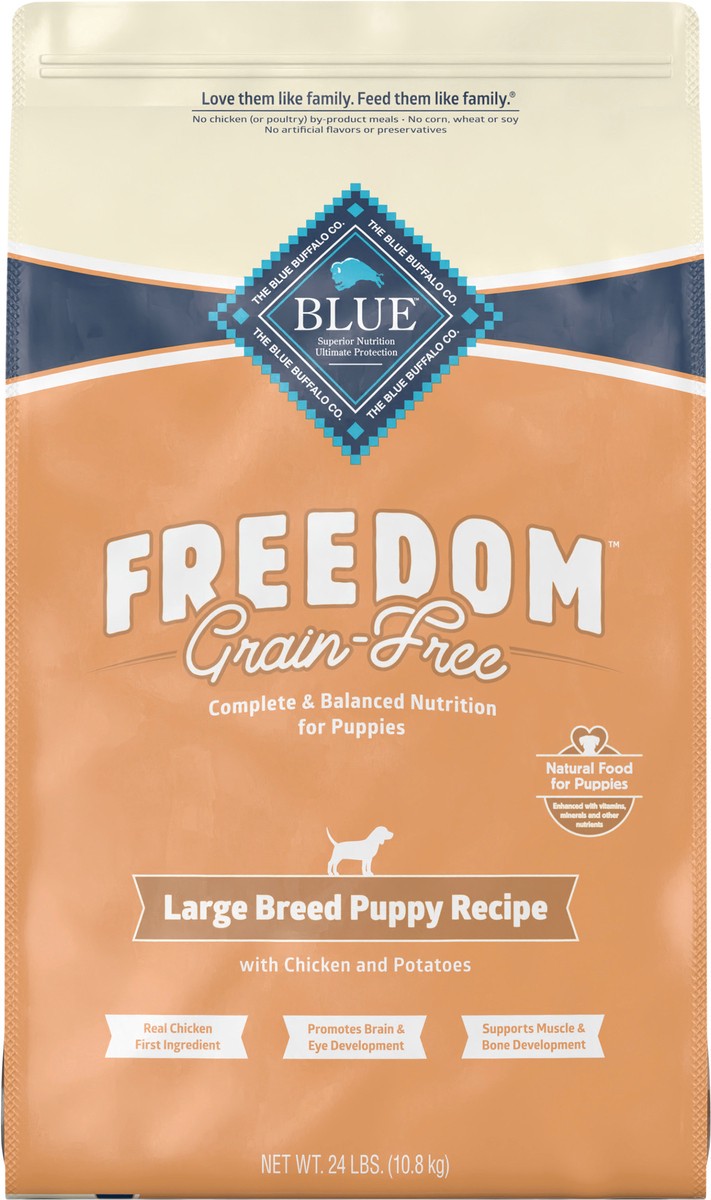 slide 5 of 12, Blue Buffalo Freedom Grain Free Natural Puppy Large Breed Dry Dog Food, Chicken 24-lb, 24 lb