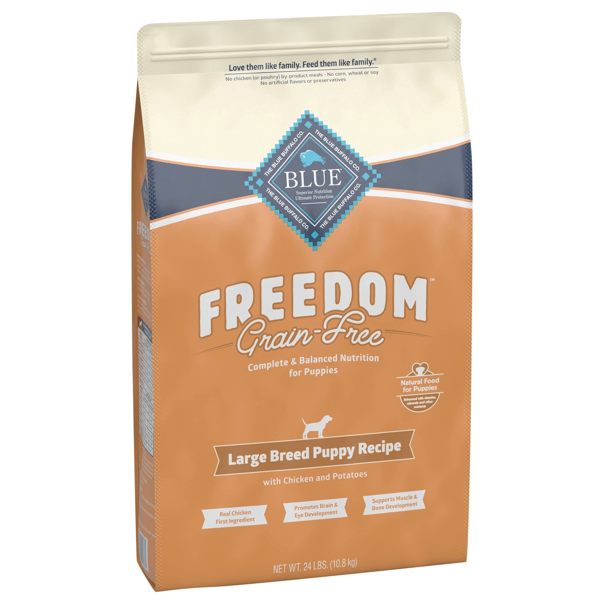 slide 6 of 12, Blue Buffalo Freedom Grain Free Natural Puppy Large Breed Dry Dog Food, Chicken 24-lb, 24 lb