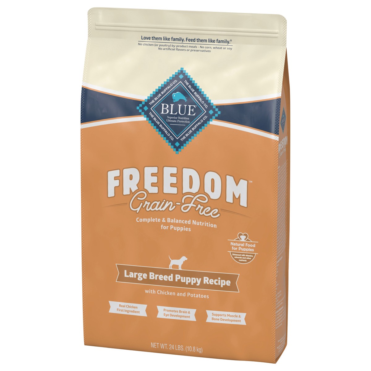 slide 7 of 12, Blue Buffalo Freedom Grain Free Natural Puppy Large Breed Dry Dog Food, Chicken 24-lb, 24 lb