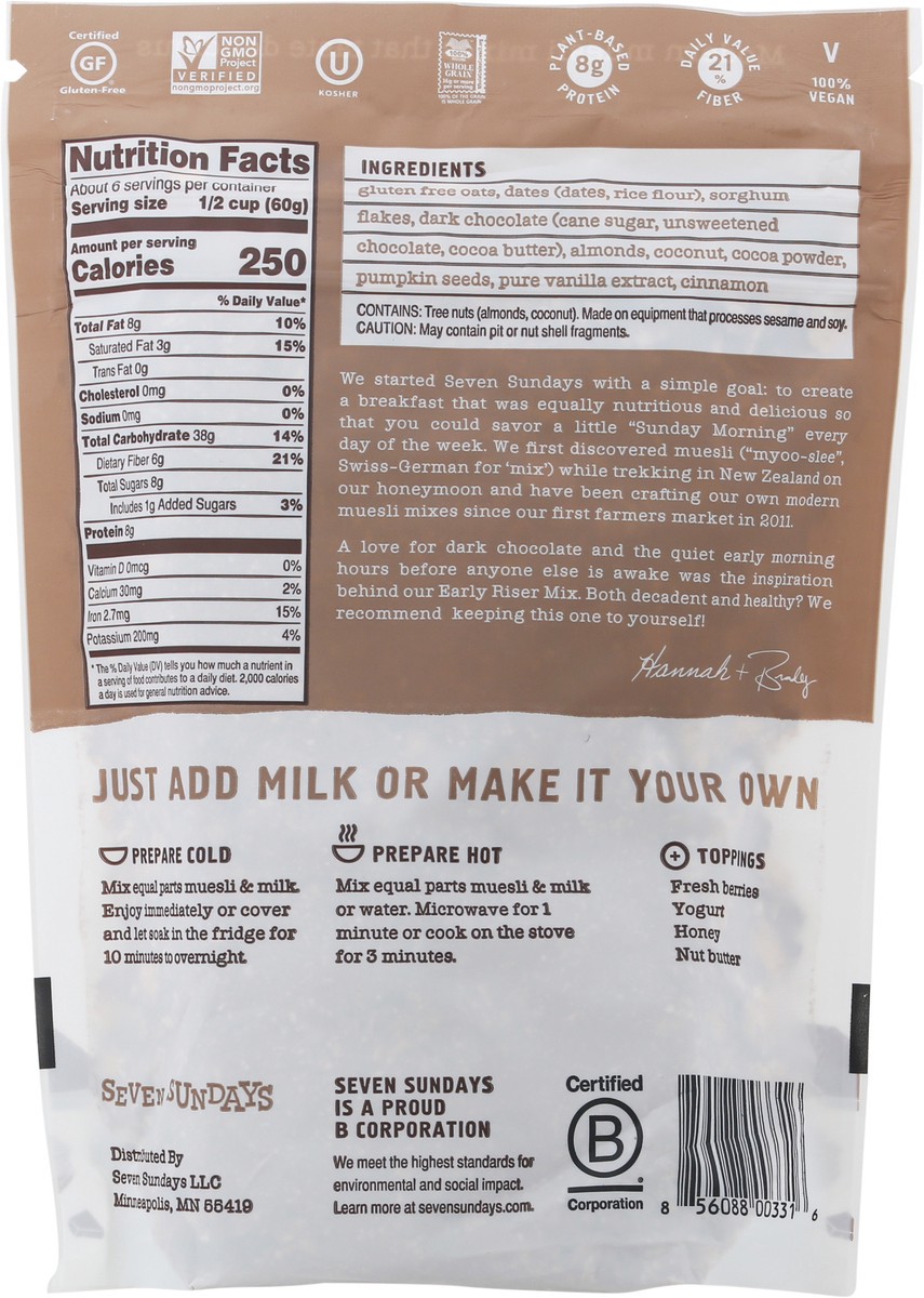 slide 5 of 9, Seven Sundays Early Riser Mix Dark Chocolate Almond Cereal 12 oz, 12 oz