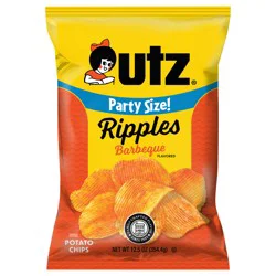 Utz Ripples Potato Chips, Gluten-Free, Barbeque, Party Size, 12.5 oz Bag
