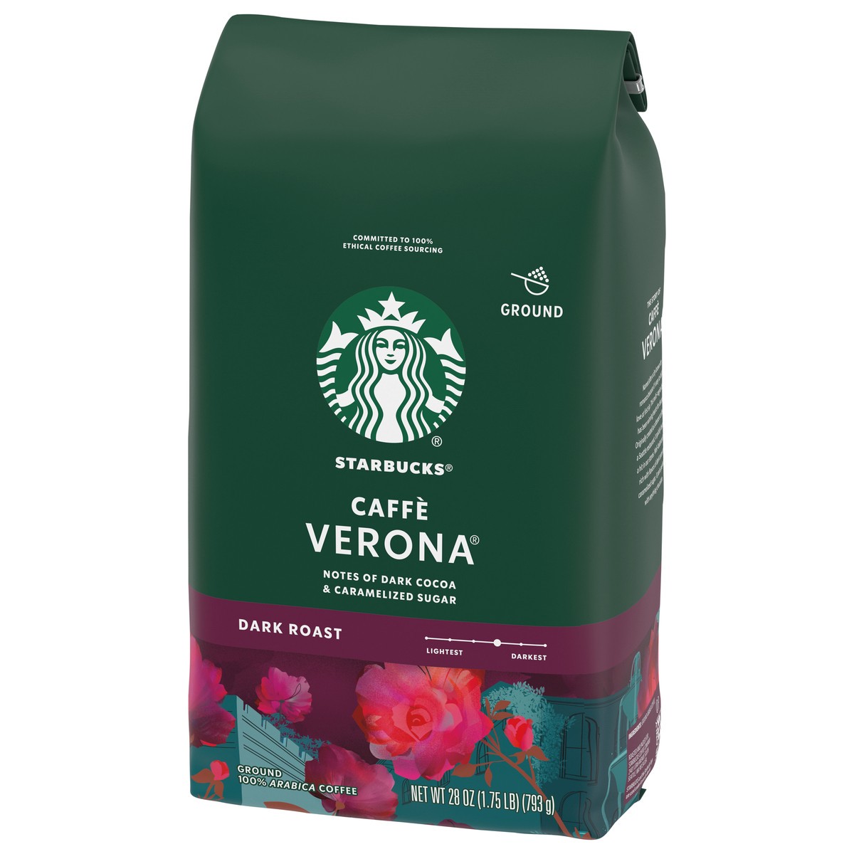 slide 8 of 9, Starbucks Ground Coffee, Dark Roast Coffee, Caffè Verona, 100% Arabica, 1 bag (28 oz), 28 oz