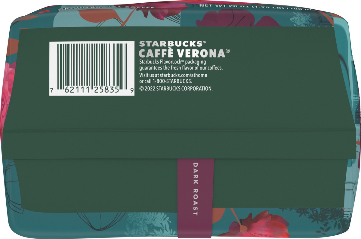 slide 9 of 9, Starbucks Ground Coffee, Dark Roast Coffee, Caffè Verona, 100% Arabica, 1 bag (28 oz), 28 oz