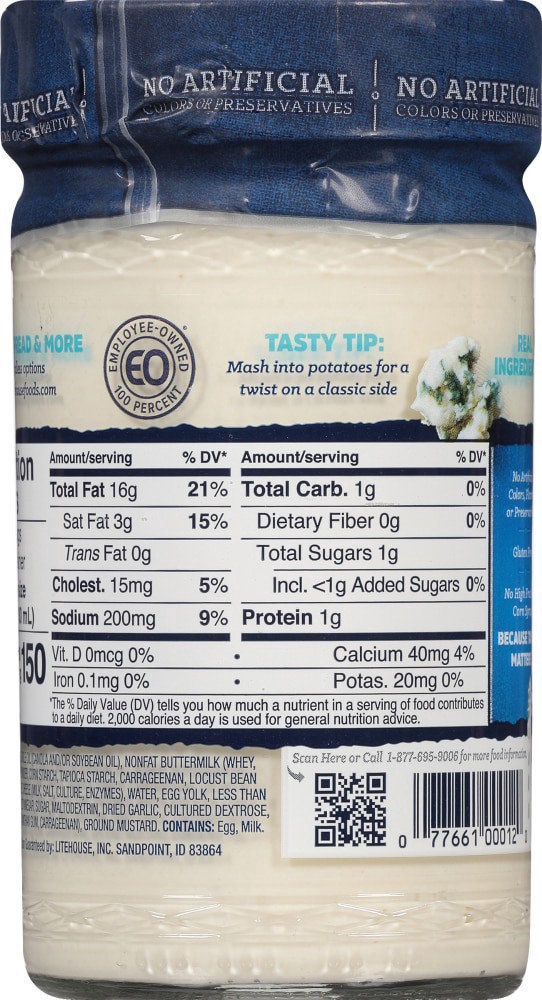 slide 3 of 4, Litehouse Original Blue Cheese Dressing & Dip 13 fl. oz. Jar, 13 fl oz