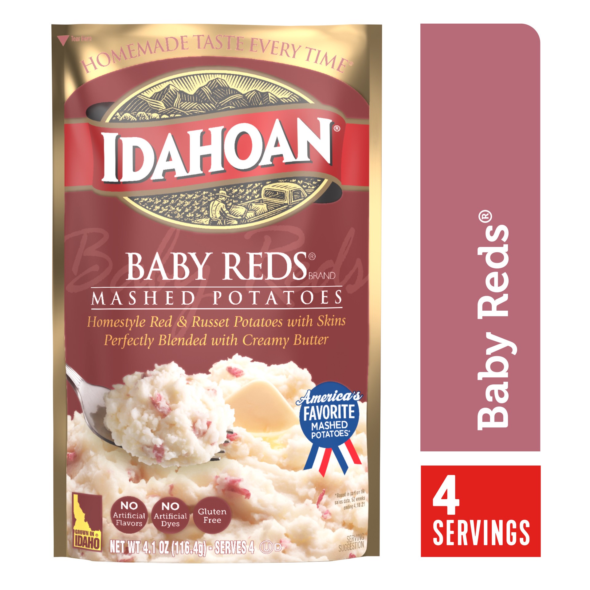 slide 1 of 31, Idahoan Baby Reds Mashed Potatoes, 4.1 oz Pouch, 4.1 oz