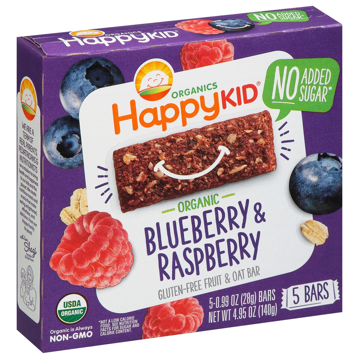 slide 12 of 12, HappyKid Organics Gluten Free Blueberry & Raspberry Fruit & Oat Bar 5 ea, 5 ct