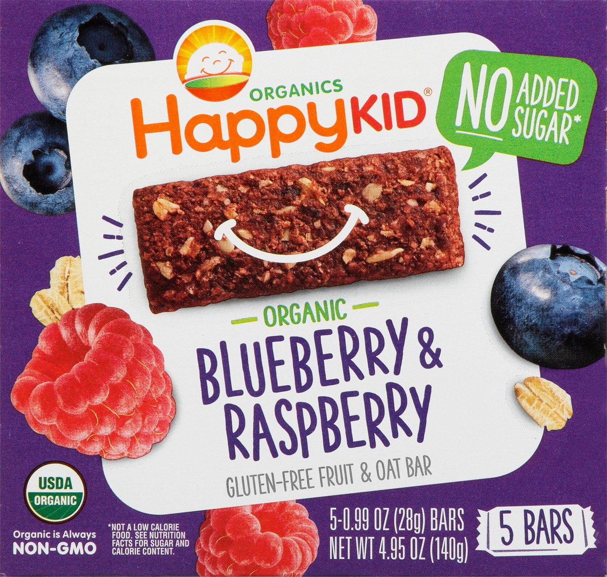 slide 5 of 12, HappyKid Organics Gluten Free Blueberry & Raspberry Fruit & Oat Bar 5 ea, 5 ct