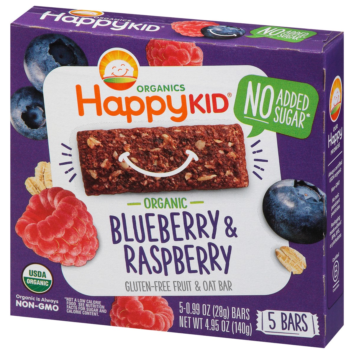 slide 7 of 12, HappyKid Organics Gluten Free Blueberry & Raspberry Fruit & Oat Bar 5 ea, 5 ct