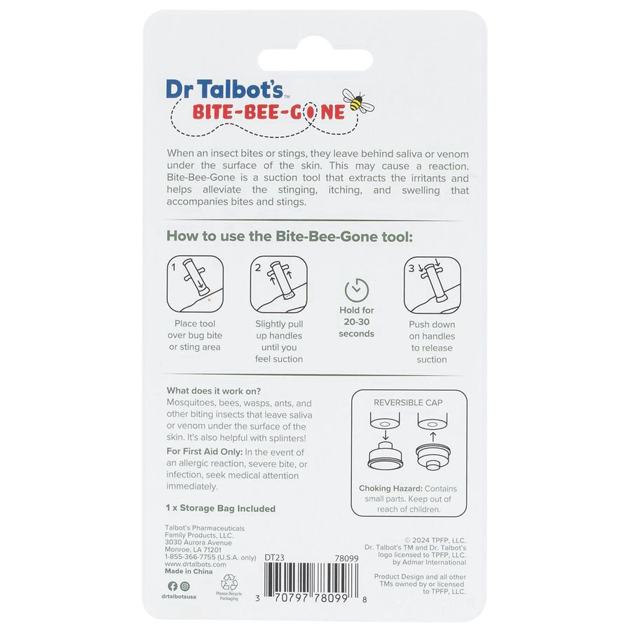 slide 2 of 5, Dr. Talbot's Bite-Bee-Gone Insect Bite + Sting Suction Tool, 1 ct