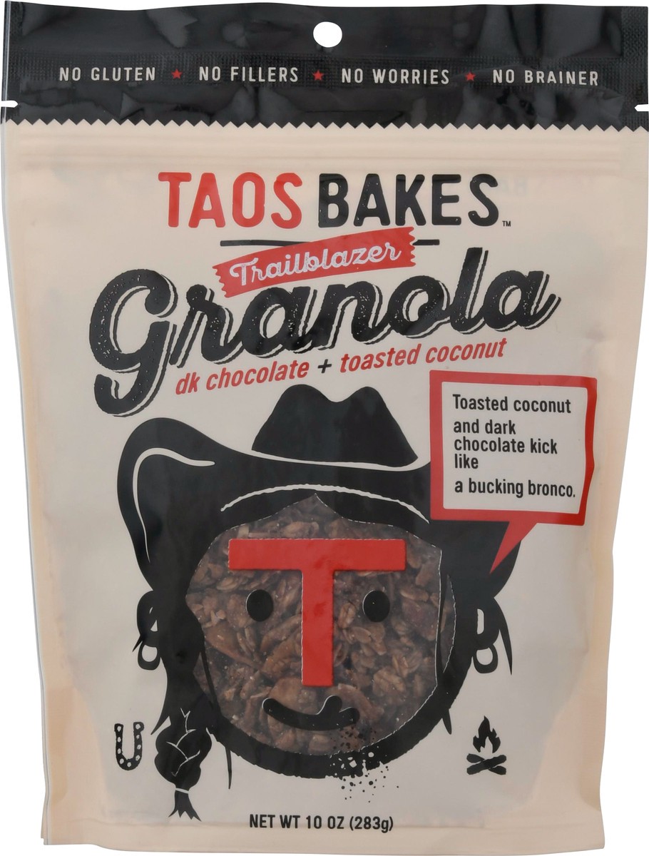 slide 5 of 9, Taos Bakes Trailblazer Gluten Free Dark Chocolate + Toasted Coconut Granola, 10 oz