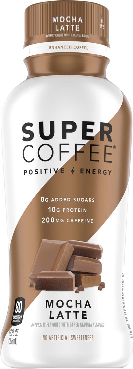 slide 3 of 6, Super Coffee Positive Energy Enhanced Mocha Latte Coffee 12 fl oz, 12 fl oz