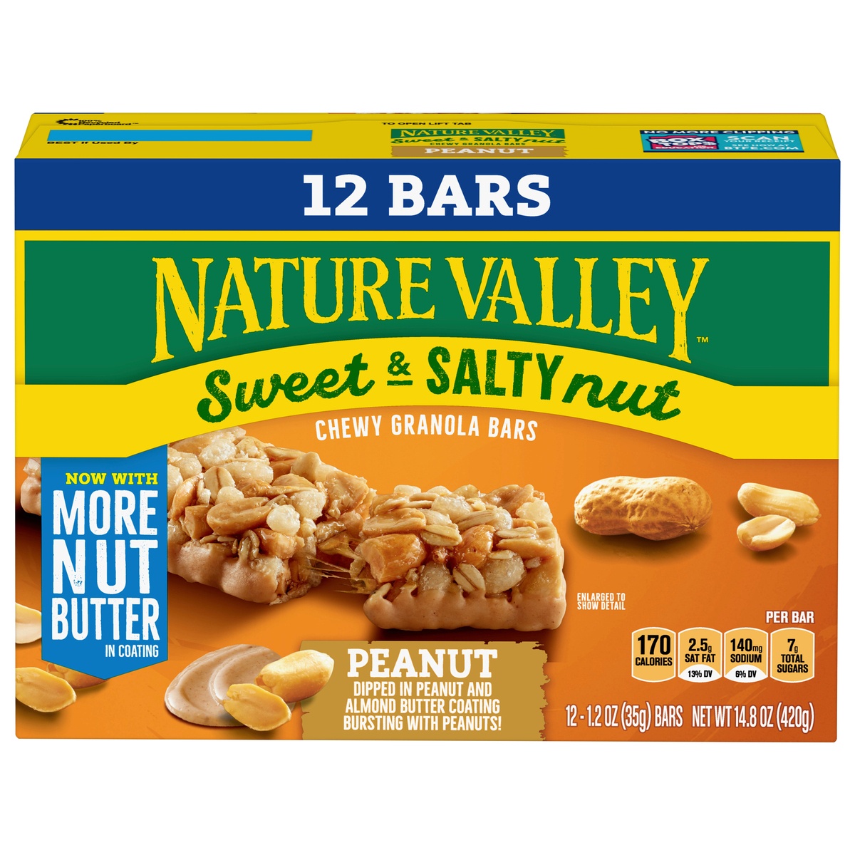 slide 1 of 1, Nature Valley Granola Bars, Sweet and Salty Nut, Peanut, 12 ct, 14.8 oz, 12 ct; 1.2 oz