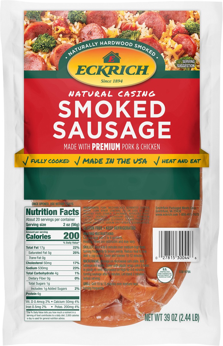 slide 3 of 7, Eckrich Smoked Sausage Original Family Pack 39oz, 42 oz
