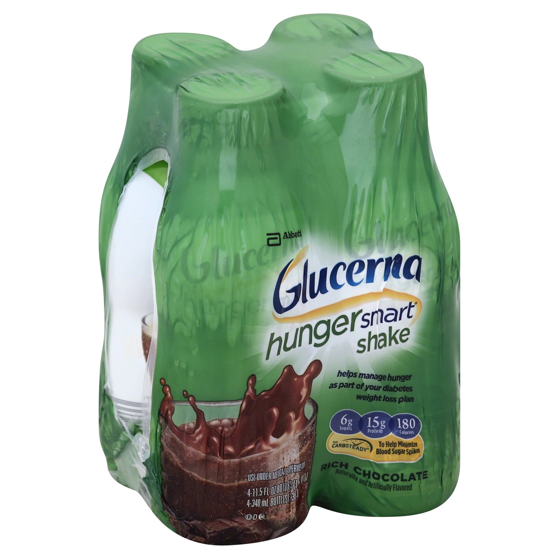 slide 1 of 4, Glucerna Hunger Smart Shake Chocolate, 4 ct; 11.5 oz