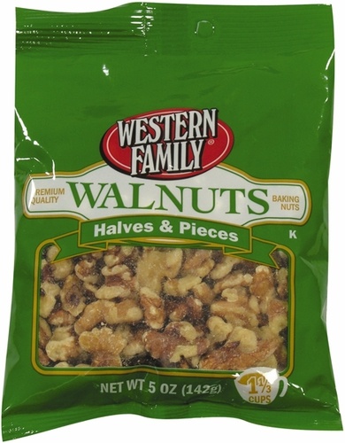 slide 1 of 1, Western Family Walnut Halves Pieces, 5 oz